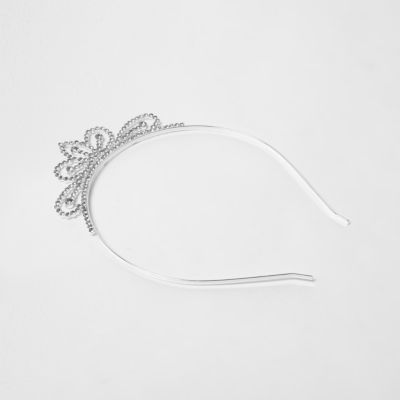 Girls silver tone embellished tiara